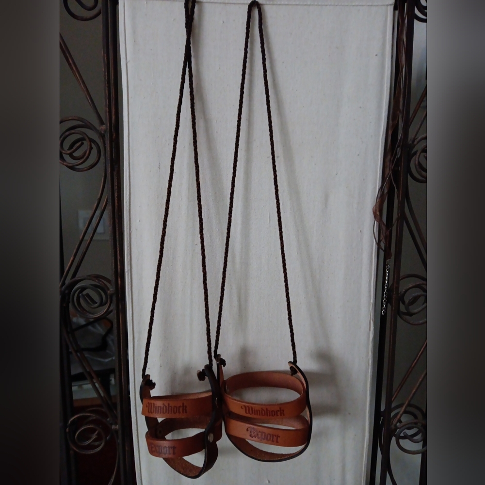 2 Windhoek Imports Leather Strap Drink Holders
